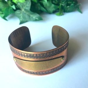 Vintage Copper Cuff Bracelet with engraving plate